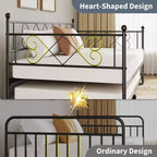 Base de cama doble con plataforma de metal resistente, base para colchón con listones, sofá cama con cabecero para dormitorio, sala de estar y habitación de invitados