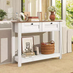 Mesa Consola Costway con 2 Cajones, Mesa de Entrada Larga de 42 Pulgadas con Estante de Almacenamiento