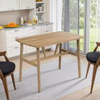 MAYEERTY Mesa de comedor rectangular moderna de madera de 47 pulgadas, estructura de metal con capacidad para 4 a 6 personas para cocina o comedor, nogal oscuro