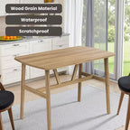 MAYEERTY Mesa de comedor rectangular moderna de madera de 47 pulgadas, estructura de metal con capacidad para 4 a 6 personas para cocina o comedor, nogal oscuro