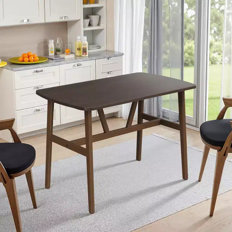 MAYEERTY Mesa de comedor rectangular moderna de madera de 47 pulgadas, estructura de metal con capacidad para 4 a 6 personas para cocina o comedor, nogal oscuro