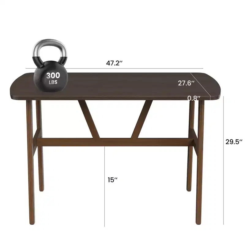 MAYEERTY Mesa de comedor rectangular moderna de madera de 47 pulgadas, estructura de metal con capacidad para 4 a 6 personas para cocina o comedor, nogal oscuro