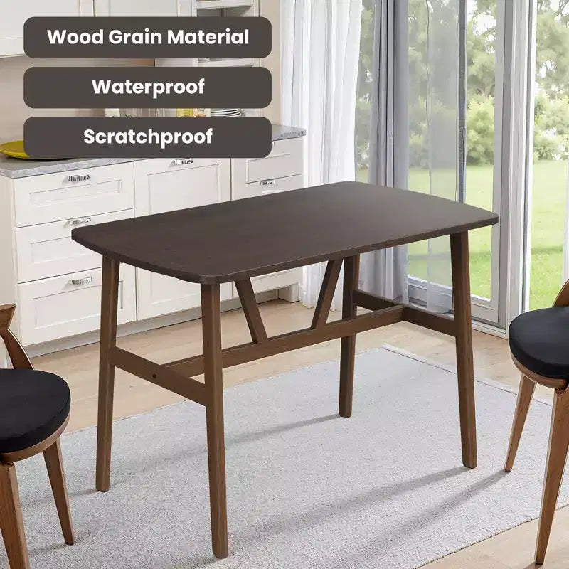 MAYEERTY Mesa de comedor rectangular moderna de madera de 47 pulgadas, estructura de metal con capacidad para 4 a 6 personas para cocina o comedor, nogal oscuro