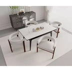 MAYEERTY Mesa de comedor rectangular moderna de madera de 47 pulgadas, estructura de metal con capacidad para 4 a 6 personas para cocina o comedor, nogal oscuro