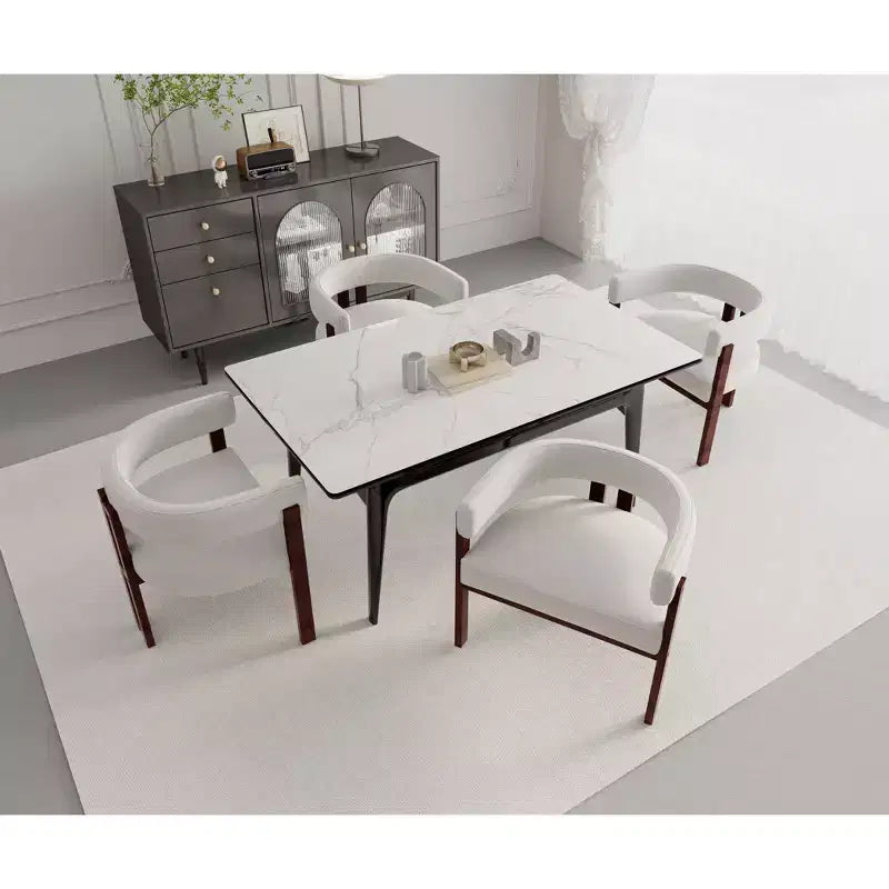 MAYEERTY Mesa de comedor rectangular moderna de madera de 47 pulgadas, estructura de metal con capacidad para 4 a 6 personas para cocina o comedor, nogal oscuro