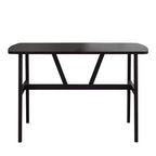 MAYEERTY Mesa de comedor rectangular moderna de madera de 47 pulgadas, estructura de metal con capacidad para 4 a 6 personas para cocina o comedor, nogal oscuro