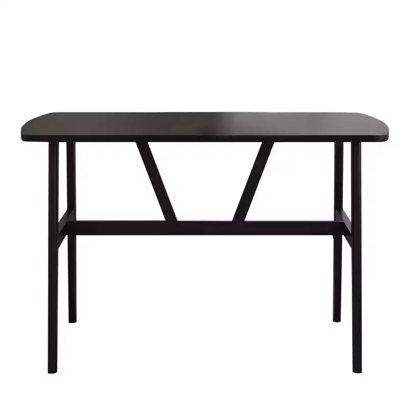 MAYEERTY Mesa de comedor rectangular moderna de madera de 47 pulgadas, estructura de metal con capacidad para 4 a 6 personas para cocina o comedor, nogal oscuro