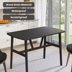 MAYEERTY Mesa de comedor rectangular moderna de madera de 47 pulgadas, estructura de metal con capacidad para 4 a 6 personas para cocina o comedor, nogal oscuro