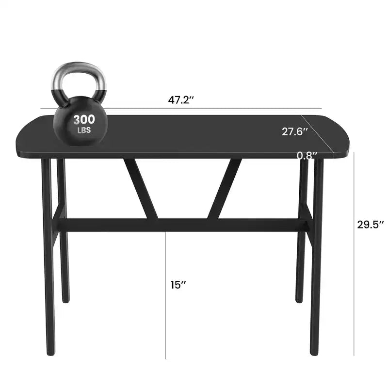MAYEERTY Mesa de comedor rectangular moderna de madera de 47 pulgadas, estructura de metal con capacidad para 4 a 6 personas para cocina o comedor, nogal oscuro