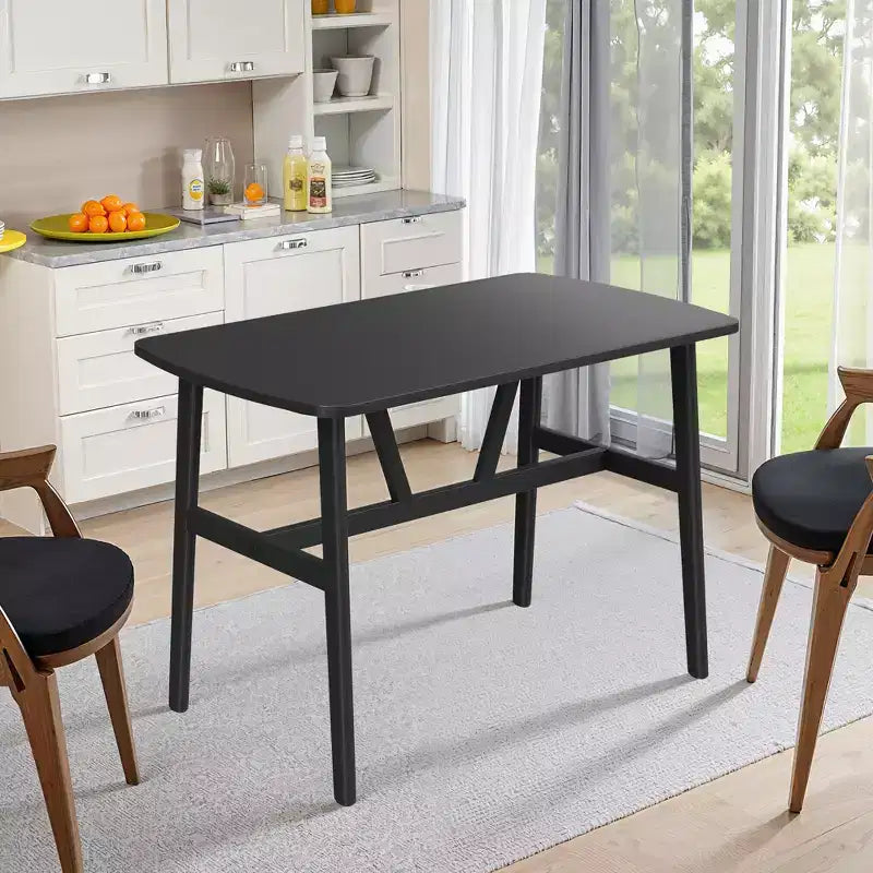 MAYEERTY 47in Modern Rectangular Wood Dining Table Metal Frame Fits 4-6 People for Kitchen Dining Room Dark Walnut