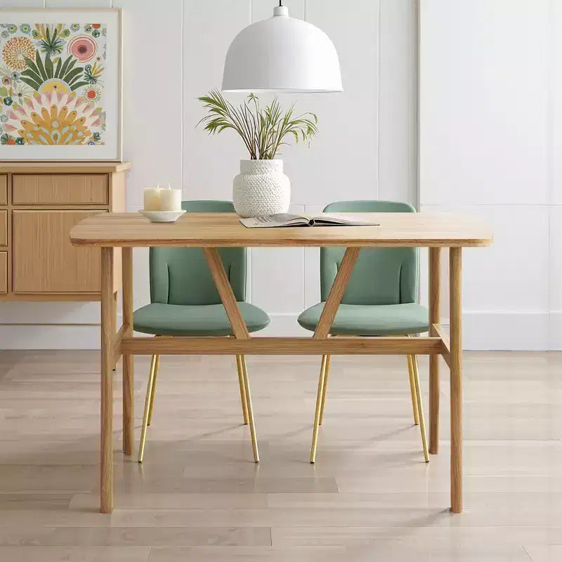 MAYEERTY Mesa de comedor rectangular moderna de madera de 47 pulgadas, estructura de metal con capacidad para 4 a 6 personas para cocina o comedor, nogal oscuro