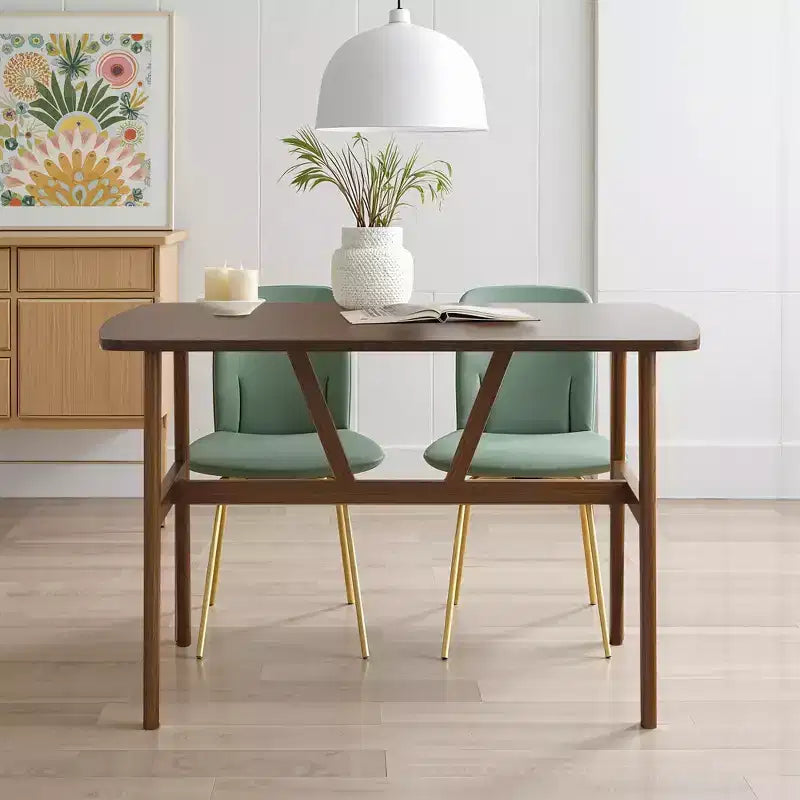 MAYEERTY Mesa de comedor rectangular moderna de madera de 47 pulgadas, estructura de metal con capacidad para 4 a 6 personas para cocina o comedor, nogal oscuro