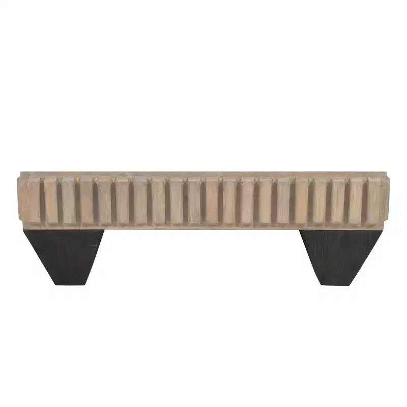 Mesa de centro cuadrada Royal Hampton Tokyo Inspired de 36 pulgadas de madera de mango, hecha a mano con elegante acabado gris arenado y patas cónicas