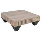 Mesa de centro cuadrada Royal Hampton Tokyo Inspired de 36 pulgadas de madera de mango, hecha a mano con elegante acabado gris arenado y patas cónicas
