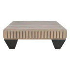 Mesa de centro cuadrada Royal Hampton Tokyo Inspired de 36 pulgadas de madera de mango, hecha a mano con elegante acabado gris arenado y patas cónicas