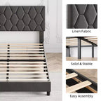 Estructura de cama tapizada con cabecero ajustable, resistente, sin ruido, no necesita somier