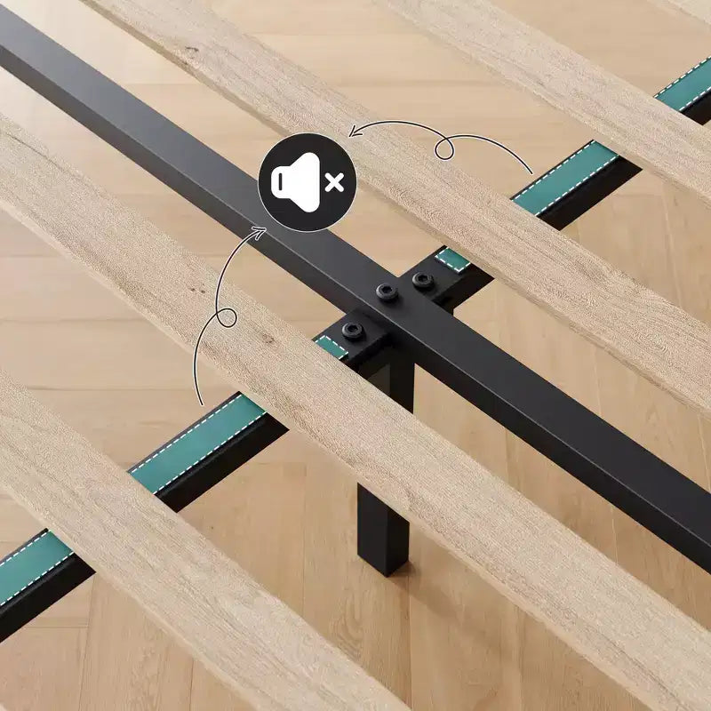 Estructura de cama tapizada con cabecero ajustable, resistente, sin ruido, no necesita somier