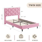 Estructura de cama tapizada con cabecero ajustable, resistente, sin ruido, no necesita somier