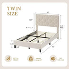 Estructura de cama tapizada con cabecero ajustable, resistente, sin ruido, no necesita somier