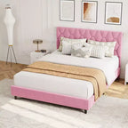 Estructura de cama tapizada con cabecero ajustable, resistente, sin ruido, no necesita somier