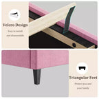 Estructura de cama tapizada con cabecero ajustable, resistente, sin ruido, no necesita somier
