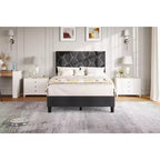 Estructura de cama tapizada con cabecero ajustable, resistente, sin ruido, no necesita somier