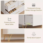 Cómoda de 47 pulgadas de ancho para dormitorio con 5 cajones espaciosos y luces LED, cómoda con estación de carga incorporada, mueble independiente