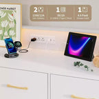 Cómoda de 47 pulgadas de ancho para dormitorio con 5 cajones espaciosos y luces LED, cómoda con estación de carga incorporada, mueble independiente