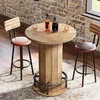 Lantine 39.4 H Mesa redonda de bar, Mesa de bistro pub de madera con reposapiés de anillo de metal para comedor, cóctel, sala de estar, espacio pequeño (solo la mesa)