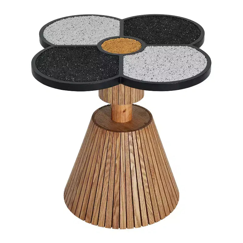 Christopher Knight Home Audrey Mesa Auxiliar Moderna con Diseño de Trébol de Cuatro Hojas de Resina con Acabado de Piedra y Base de Madera