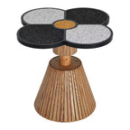 Christopher Knight Home Audrey Mesa Auxiliar Moderna con Diseño de Trébol de Cuatro Hojas de Resina con Acabado de Piedra y Base de Madera