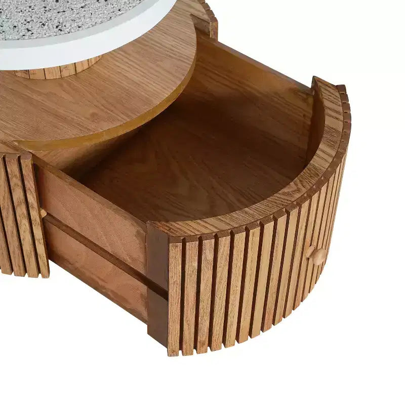 Mesa auxiliar Christopher Knight Home Evelyn moderna con aspecto de piedra, trébol de cuatro hojas, base de madera y cajón de almacenamiento