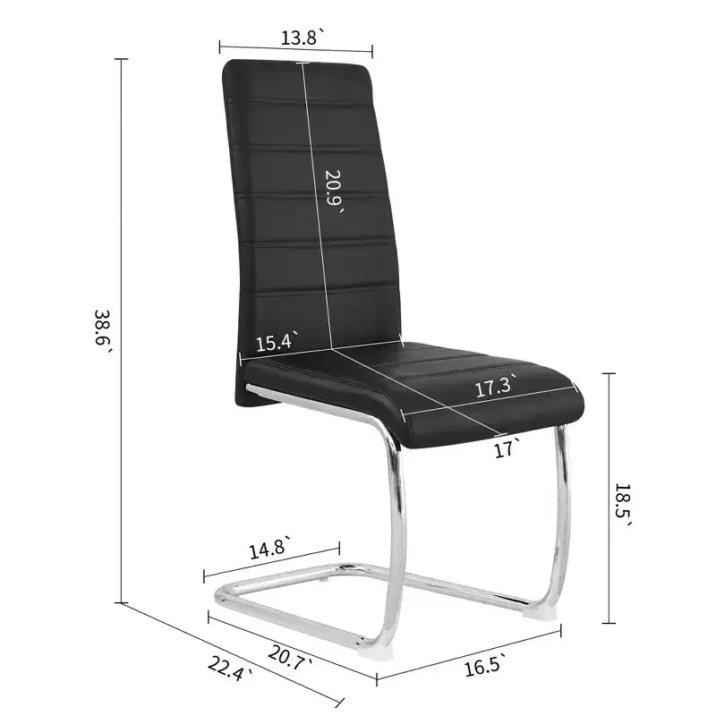 MueblesR Silla de oficina para invitados ergonómica sin ruedas, silla de comedor sin brazos con respaldo de apoyo cómodo con asiento y respaldo de PVC y base de trineo, estructura de metal, 4 unidades, negro