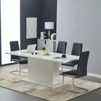 MueblesR Silla de oficina para invitados ergonómica sin ruedas, silla de comedor sin brazos con respaldo de apoyo cómodo con asiento y respaldo de PVC y base de trineo, estructura de metal, 4 unidades, negro