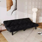 MAYEERTY Sofá cama biplaza de terciopelo que se transforma sin problemas para sala de estar, dormitorio, apartamento, negro