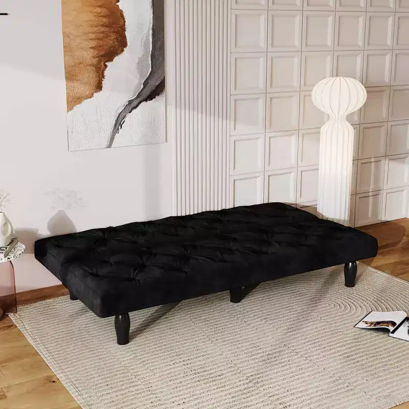 MAYEERTY Sofá cama biplaza de terciopelo que se transforma sin problemas para sala de estar, dormitorio, apartamento, negro