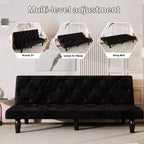 MAYEERTY Sofá cama biplaza de terciopelo que se transforma sin problemas para sala de estar, dormitorio, apartamento, negro