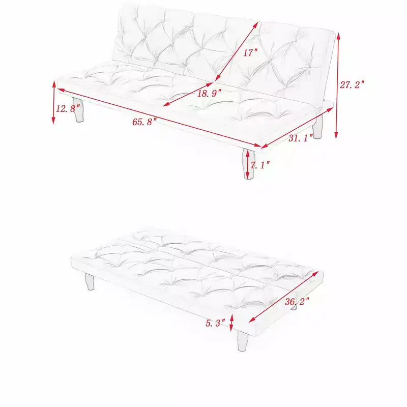 MAYEERTY Sofá cama biplaza de terciopelo que se transforma sin problemas para sala de estar, dormitorio, apartamento, negro