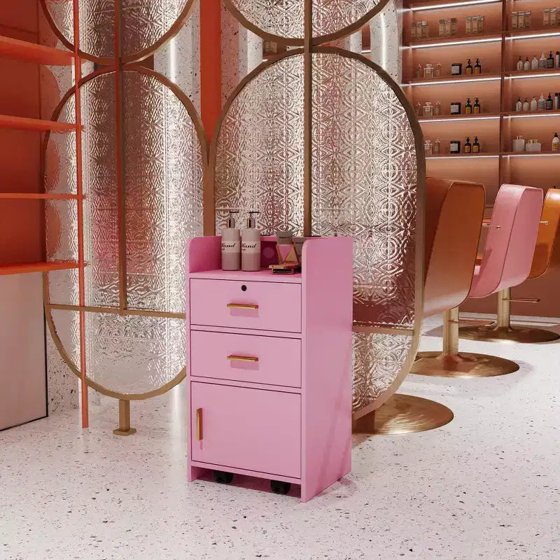 Gabinete de almacenamiento con cerradura para salón de belleza, soporte para secador de pelo, cajón para equipo de estilista