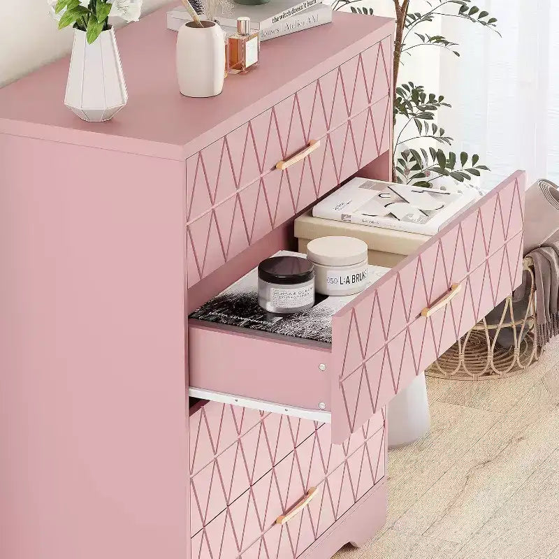 COZONY Cómoda de madera de 4 cajones, organizador de almacenamiento moderno con tiradores metálicos, sinfonier alto para dormitorio, sala de estar o pasillo