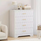 COZONY Cómoda de madera de 4 cajones, organizador de almacenamiento moderno con tiradores metálicos, sinfonier alto para dormitorio, sala de estar o pasillo
