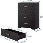 COZONY Cómoda de madera de 4 cajones, organizador de almacenamiento moderno con tiradores metálicos, sinfonier alto para dormitorio, sala de estar o pasillo