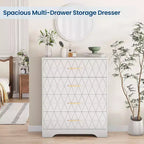 COZONY Cómoda de madera de 4 cajones, organizador de almacenamiento moderno con tiradores metálicos, sinfonier alto para dormitorio, sala de estar o pasillo