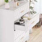 COZONY Cómoda de madera de 4 cajones, organizador de almacenamiento moderno con tiradores metálicos, sinfonier alto para dormitorio, sala de estar o pasillo