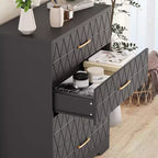 COZONY Cómoda de madera de 4 cajones, organizador de almacenamiento moderno con tiradores metálicos, sinfonier alto para dormitorio, sala de estar o pasillo