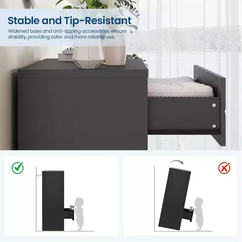COZONY Cómoda de madera de 4 cajones, organizador de almacenamiento moderno con tiradores metálicos, sinfonier alto para dormitorio, sala de estar o pasillo