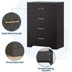 COZONY Cómoda de madera de 4 cajones, organizador de almacenamiento moderno con tiradores metálicos, sinfonier alto para dormitorio, sala de estar o pasillo