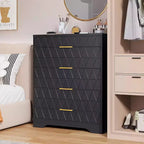COZONY 4-Drawer Wooden Dresser, Modern Storage Organizer with Metal Handles, Tall Chest of Drawers for Bedroom Living Room Hallway