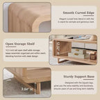 Mesa de centro de 48, mesa de centro moderna con estante de almacenamiento de 2 niveles, mesa rectangular de madera para sala de estar con madera gruesa para sala de estar
