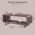 Mesa de centro de 48, mesa de centro moderna con estante de almacenamiento de 2 niveles, mesa rectangular de madera para sala de estar con madera gruesa para sala de estar